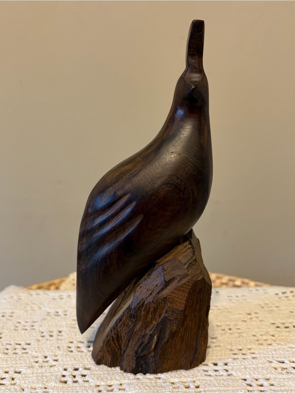 Vintage MCM Carved Ironwood Quail Bird Figure